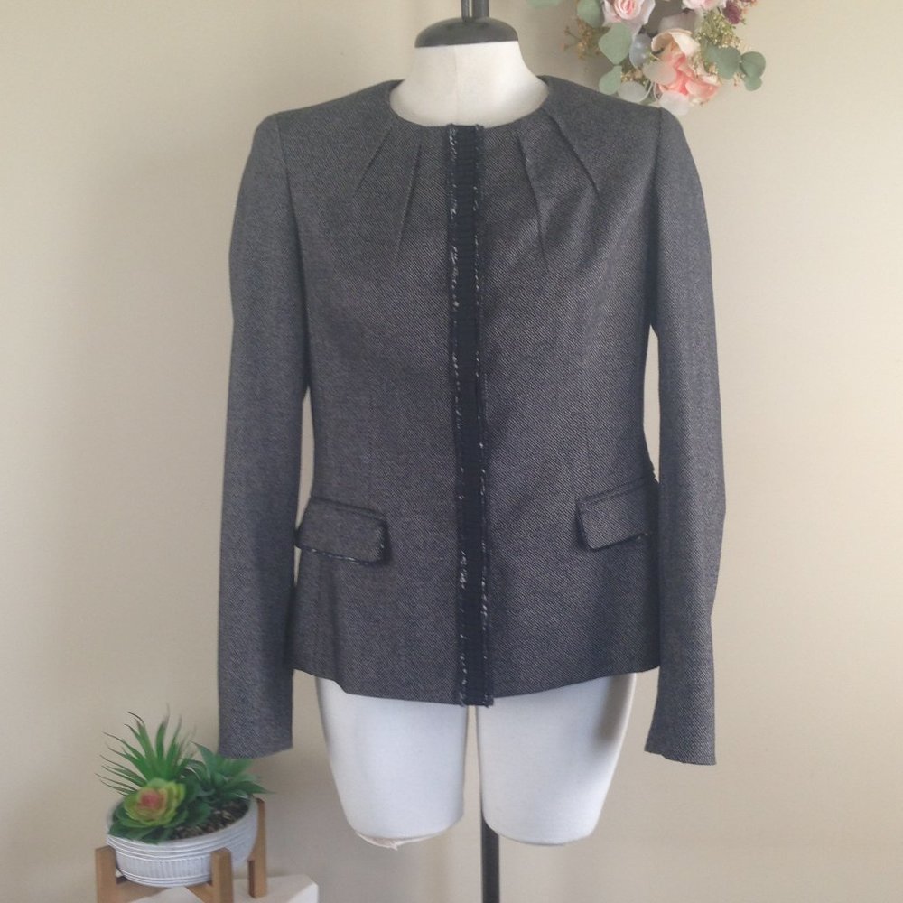 Elie Tahari Nordstrom Tweed Blazer Virgin Wool Blend